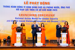 Officials at the launch of the National Action Month for Gender Equality and Gender-Based Violence Prevention and Response 2025 (Photo: VNA)