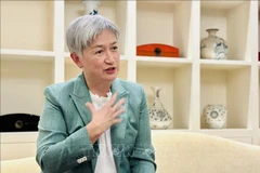 Australian Minister for Foreign Affairs Penny Wong talks to the press (Photo: VNA)
