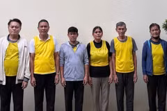 The six suspects at the police station. (Photo: VNA)