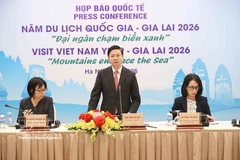 Deputy Minister of Foreign Affairs Ngo Le Van speaks at the press conference. (Photo: VNA)