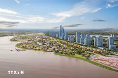 A mock-up of the Red River Landscape Boulevard project in Hanoi. Demand for capital for infrastructure projects is increasing sharply. (Photo: VNA)
