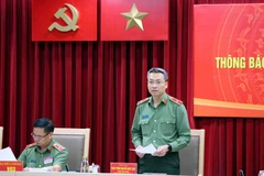 Major General Nguyen Quoc Toan, chief of the office and spokesperson of the Ministry of Public Security, speaks at the press conference in Hanoi on July 7. (Photo: VNA)