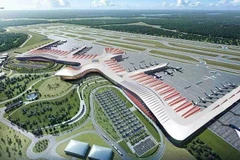 A graphic design of a new passenger terminal of Phu Quoc International Airport