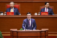 Acting Minister of Industry and Trade Le Manh Hung delivers a speech at a discussion during the 14th National Party Congress on January 21 (Photo: VNA)