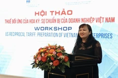 Cao Thi Phi Van, Deputy Director of the Investment and Trade Promotion Centre, speaks at the “US Reciprocal Tariff: Preparation of Vietnamese Enterprises” workshop in HCM City on May 9. (Photo: courtesy of ITPC)