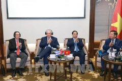 Prime Minister Pham Minh Chinh (second, right) and Cuban First Secretary of the Communist Party of Cuba Central Committee and President of Cuba Miguel Diaz-Canel Bermudez (second, left) at the meeting with businesses of the two countries. (Photo: VNA)