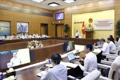 National Assembly Chairman Tran Thanh Man speaks at the working session. (Photo: VNA)