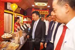 Visitors on the “Central Heritage Connection Journey” train (Photo: VNA)