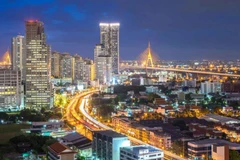 An aerial view of Bangkok's skyline at night. Thailand is aspiring to become a regional financial hub. (Photo: bangkokpost.com) 