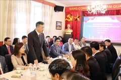 Vietnamese Ambassador to the Czech Republic Duong Hoai Nam speaks at the meeting with representatives of localities and enterprises. (Photo: VNA)