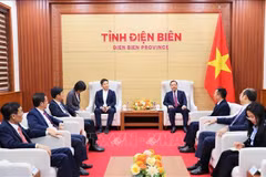Secretary of the Dien Bien Party Committee Tran Tien Dung receives a delegation of the Embassy of Japan on March 9. (Photo: VNA)