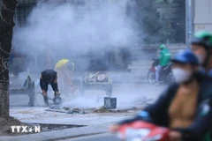 Construction activity is one of the causes of air pollution in Hanoi. (Photo: VNA)