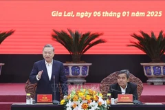 Party General Secretary To Lam speaks at the working session with Gia Lai's key officials on January 6. (Photo: VNA)