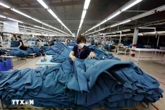 Sewing goods for export to the Spanish market at Ho Guom garment company in Hung Yen province. (Photo: VNA)