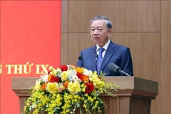 Party General Secretary To Lam speaks at the meeting with outstanding representatives of the People’s Public Security Force at the 9th patriotic emulation congress “For the Fatherland's security” in Hanoi on August 4, 2025. (Photo: VNA)