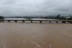 The rising water level on Ve river (Photo: VNA)