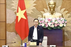 National Assembly (NA) Chairman Tran Thanh Man addresses the meeting. (Photo: VNA)