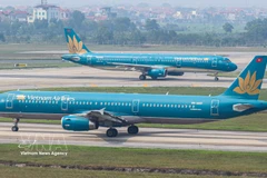 A Vietnam Airlines aircraft at Noi Bai International Airport (Photo: VNA)