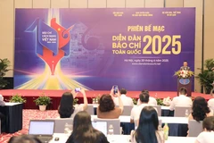 Chairman of the Vietnamese Journalists’ Association Le Quoc Minh speaks at the closing ceremony of the second National Press Forum (Photo: VNA)