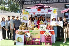 Durian booth of the Vietnamese Embassy in Beijing (Photo: VNA)