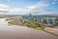 A perspective view of the Red River Landscape Boulevard project in Hanoi (Photo: VNA)