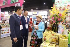 Vietnamese Ambassador to Thailand Pham Viet Hung visits a booth of a Vietnamese company at the THAIFEX-Anuga Aisa 2025. (Photo: VNA) 