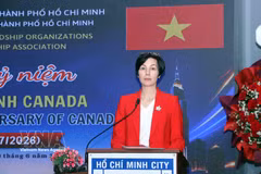 Canadian Consul General in Ho Chi Minh City Annie Dubé speaks at the gathering marking the 159th anniversary of Canada's National Day in Ho Chi Minh City on June 30. (Photo: VNA)
