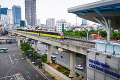 The Nhon - Hanoi Station metro’s elevated section from Nhon to Cau Giay starts commercial operation in August, 2024. (Photo: VNA)