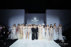 Designers Tra Linh and Viet Trinh introduce the collection in Shanghai, China. (Photo: HACCHIC)