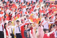 The culture and sports contingent parades in the ceremony marking the 80th National Day anniversary on September 2, 2025. (Photo: VNA)