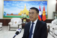 Bounleua Phandanouvong, head of the External Relations Commission of the Lao People’s Revolutionary Party (LPRP) Central Committee, grants an interview to the VNA. (Photo: VNA)