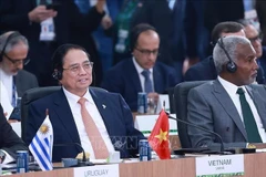 Prime Minister Pham Minh Chinh addresses a high-level session held on July 7 on environment, COP30 and global health as part of the expanded BRICS Summit 2025 in Rio de Janeiro (Photo: VNA)