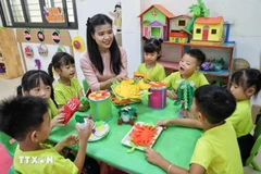 A creative corner of art at Song Mai Kindergarten in Bac Giang city, Bac Giang province (Photo: VNA)