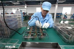 Producing electronic components for export at Tu Ha Industrial Park, Huong Tra township, Hue city. (Photo: VNA)