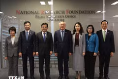Deputy Prime Minister Nguyen Hoa Binh (centre) meets with Heng Swee Keat (third, left), former Deputy Prime Minister and former Minister of Finance of Singapore on January 13. (Photo: VNA)