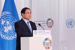 Prime Minister Pham Minh Chinh speaks at the plenary session of the 3rd United Nations Ocean Conference (UNOC 3) in Nice, France, on June 9. (Photo: VNA)