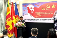 Deputy Minister of Foreign Affairs and Foreign Employment of Sri Lanka Arun Hemachandra speaks at the celebration. (Photo: VNA)