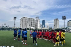 The Vietnamese team gather for training ahead of the AFC U17 Women Asian Cup 2026 finals. (Photo: Vietnam Football Federation)