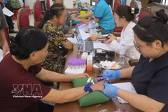 DNA samples are collected from relatives of fallen soldiers in Lao Cai during the province's peak campaign from July 13–17, 2026, to support the identification of unidentified war martyrs' remains. (Photo: VNA)