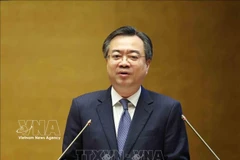 Politburo member, Secretary of the Party Central Committee and Chairman of its Commission for Policies and Strategies Nguyen Thanh Nghi speaks at the national conference disseminating and implementing the Resolution of the 14th National Party Congress in Hanoi on February 7. (Photo: VNA)