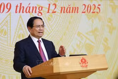 Prime Minister Pham Minh Chinh speaks at the 25th meeting of the National Steering Committee for Combating IUU Fishing on December 9. (Photo: VNA)