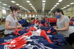 Workers produce apparel for export to the EU at a company in Thai Nguyen province. (Photo: VNA)