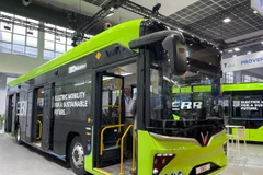 Vinfast's EB12 electric bus model at Busworld Europe 2025 in Brussels, Belgium. (Photo: VNA)