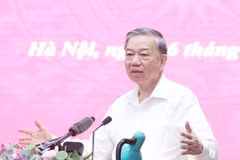 Party General Secretary To Lam speaks at the working session. (Photo: VNA)