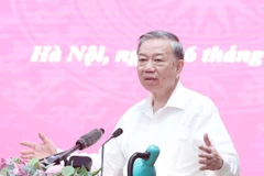 Party General Secretary To Lam speaks at the working session. (Photo: VNA)