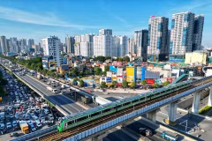 An aerial view of a crossroads in Hanoi (Photo: VNA)