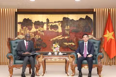 Deputy Prime Minister and Minister of National Defence Gen. Phan Van Giang (R) and Minister in charge of the General Secretariat of the Mauritanian Government Moctar Al Housseynou Lam. (Photo: baochinhphu.vn)