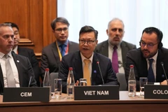 Vietnamese Ambassador to France Trinh Duc Hai (centre) speaks at the 2026 IEA Ministerial Meeting. (Photo published by VNA)