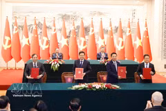 Officials sign cooperation documents in the presence of Party General Secretary and President of Vietnam To Lam, and his Chinese counterpart Xi Jinping on April 15, 2026. (Photo: VNA)