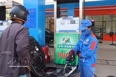 Tran Phu petrol station in Nghia Lo ward, Quang Ngai province, sells E10 petrol to local residents. (Photo: VNA)